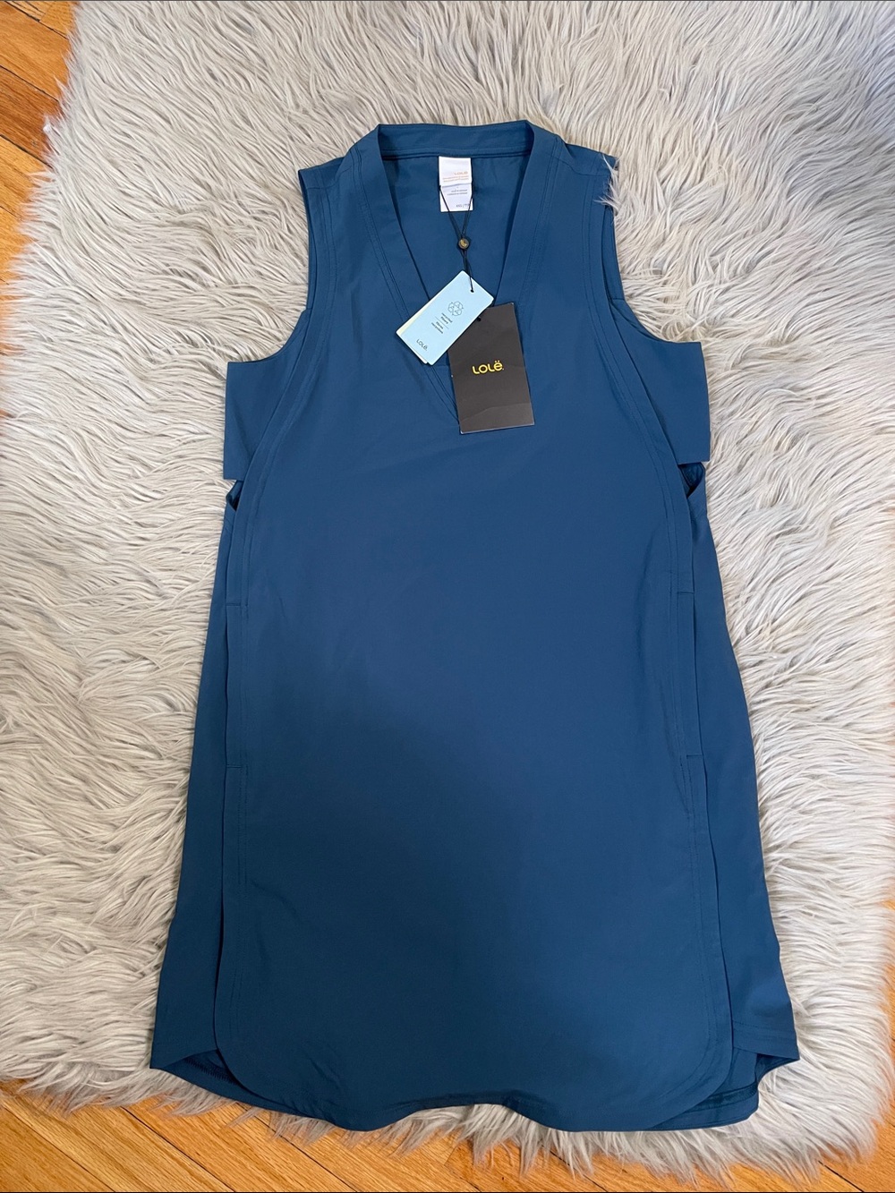 Lole Sleeveless Shift Midi Dress‎ in Deep Teal Blue